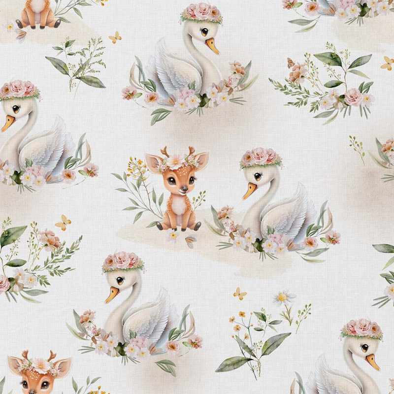 Printed Cotton SWANY White / Green